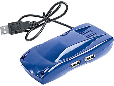 USB Hub на 4 порта в виде автомобиля, синий