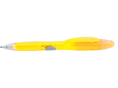 Ручка шариковая с маркером полупрозрачная Твин Фрост желтая