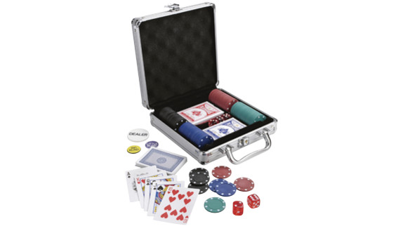 Игра Покер (металлический чемоданчик, две колоды карт, 5 кубиков, 200 фишек)