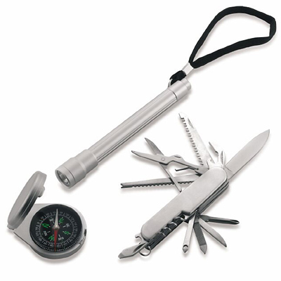 Набор из 3 предметов: фонарь, компас и нож
