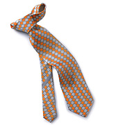 галстук 100% шелк оранжевый в ромбик