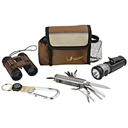 Набор для похода (сумка полиэстер, бинокль пластмасса, нож, карабин с компасом, фонарик)
