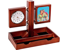 Настольный прибор «Итон» с часами, рамкой для фотографии 7х5,5 см и отделениями для канцелярских принадлежностей