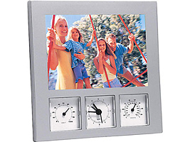 Часы с будильником, термометром, гигрометром и рамкой для фотографии размером 10х15 см
