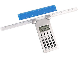 Калькулятор с часами, датой и складной линейкой