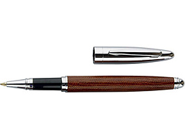 Ручка роллер Принстон со вставкой из натуральной кожи, темно-коричневая