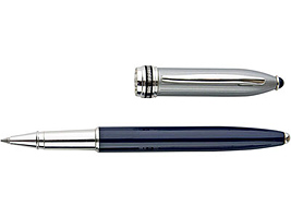 Ручка роллер Неаполь синяя с серебристым колпачком