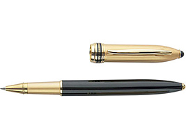 Ручка роллер Неаполь черная с золотистым колпачком