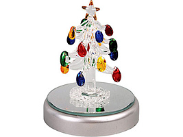 Сказочная новогодняя елка на зеркальной подставке с меняющей цвет подсветкой и музыкой