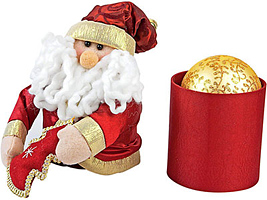 Сокровенное желание. Золотой ёлочный шар в подарочной коробке в виде Деда Мороза. Упаковку можно использовать круглый год в качестве шкатулки или подставки под ручки