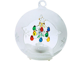 Новогодняя ёлка с разноцветными украшениями в шаре с меняющей цвет подсветкой