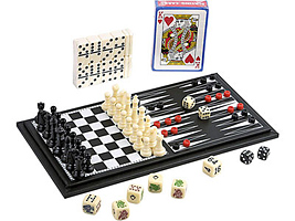 Набор из 6 игр: шахматы, нарды, кости, карты, домино, криббэдж