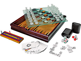 Набор из 7 игр: шахматы, шашки, нарды, домино, карты, кости, криббэдж