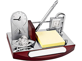 Настольный прибор «Рейкьявик»: часы, термометр, вечный календарь, ручка, бумажный блок