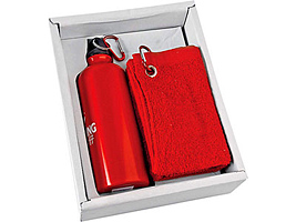 Набор: фляжка на 500 мл и полотенце, красный