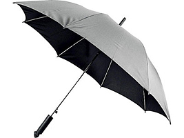 Зонт-трость с фонариком полуавтоматический, серебристый