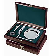 Набор для вина 5 предметов (штопор, пробка, термометр, кольцо, поднос) в деревянной коробке